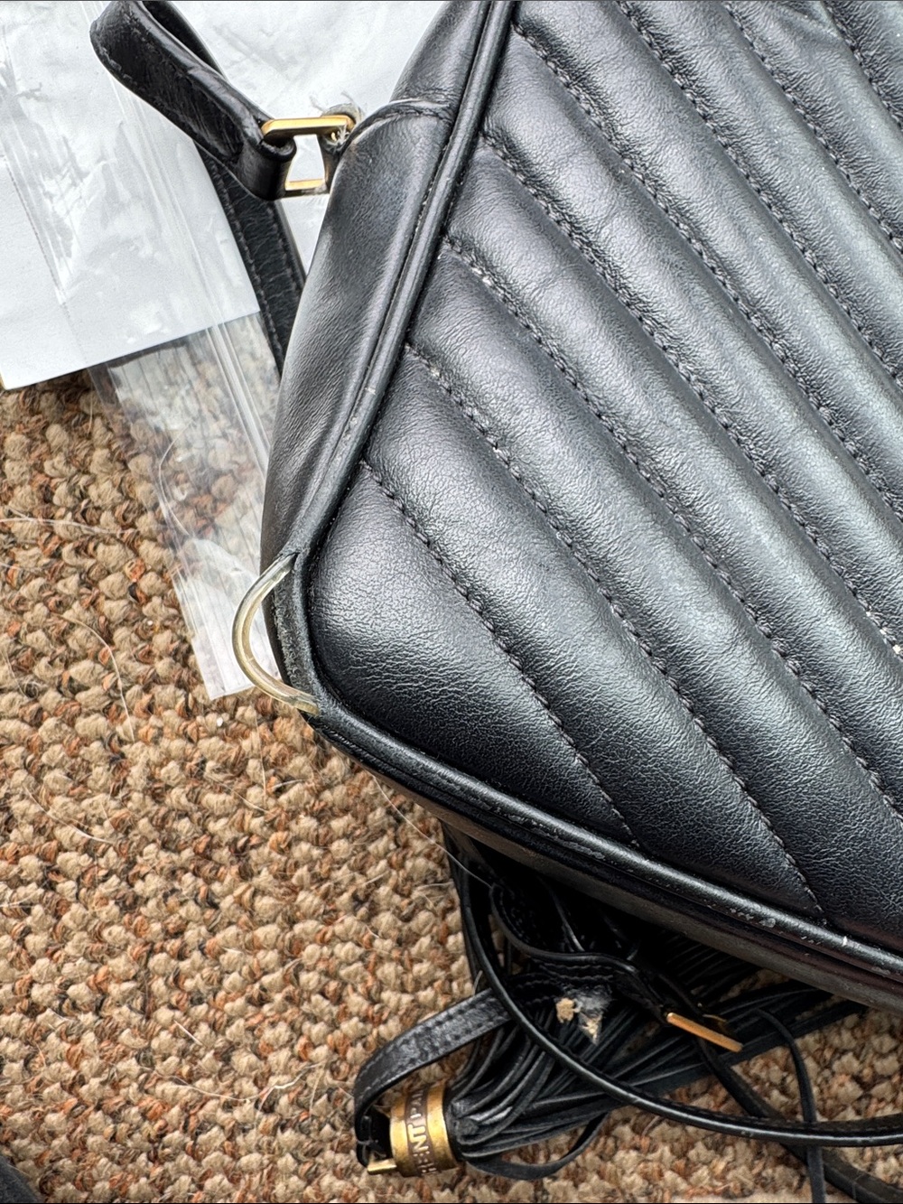 Yves Saint Laurent Black Quilted Camera Bag with Gold YSL Emblem - Picture 7 of 7
